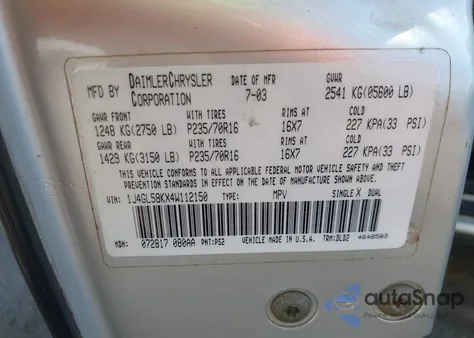 2004 Jeep Liberty Limited Edition z USA, uszkodzony, nr VIN 1J4GL58KX4W112150